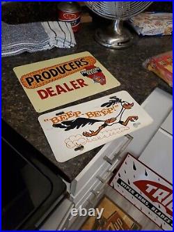 C. 1950s Original Vintage Trico Wiper Blades Metal Sign Gas Oil Arms Refils Soda