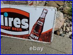 C. 1960s Original Vintage Hires Rootbeer Sign Metal Embossed It's Time Soda Gas