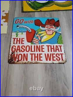 C. 1960s Original Vintage Phillips 66 Sign Metal The Gasoline That Won The West