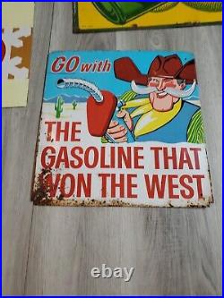 C. 1960s Original Vintage Phillips 66 Sign Metal The Gasoline That Won The West