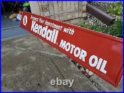 C. 1970s Original Vintage Kendall Motor Oil Sign Metal Embossed Gas Dealer Clean