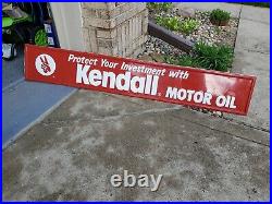 C. 1970s Original Vintage Kendall Motor Oil Sign Metal Embossed Gas Dealer Clean