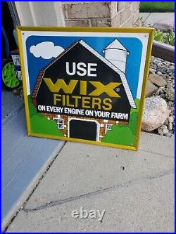 C. 1970s Original Vintage Use Wix Filters On Your Farm Sign Metal Embossed Engine