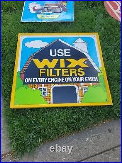 C. 1970s Original Vintage Use Wix Filters On Your Farm Sign Metal Embossed Engine