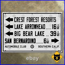 California ACSC San Bernardino Lake Arrowhead Big Bear highway route sign 15x10