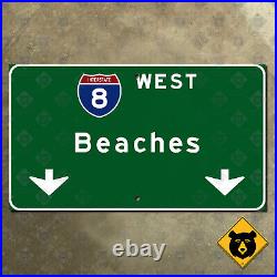California Interstate 8 west Beaches highway freeway road sign San Diego 21x12