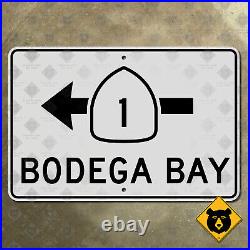 California Pacific Coast Highway 1 Bodega Bay road guide sign arrow 1957 15x10