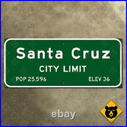 California Santa Cruz city limits Boardwalk highway 1959 road sign marker 24x10