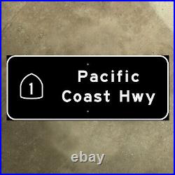 California state route 1 Pacific Coast Highway road guide sign black 1958 27x11