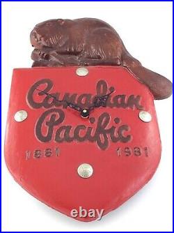 Canadian Pacific Railway Shield Clock Beaver Plaque Sign Metal Vintage CPR S903