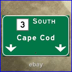Cape Cod Massachusetts highway 3 south road sign 1990s marker guide 23x14