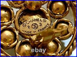 Chanel Vintage Clip-on Earrings Collection 23 Gilt Metal Gripoix Cabochon Signed