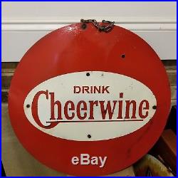 Cheerwine Metal Round Sign With Vintage Lettering