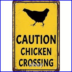 Chicken Crossing Sign Vintage Aluminum Sign Farmhouse Rustic Warning