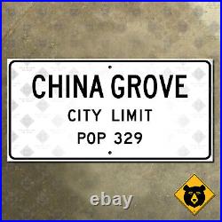 China Grove Texas city limit road sign San Antonio classic rock 1956 36x18