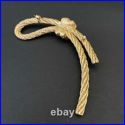 Christian Dior large vintage signed gold rope slip knot brooch pin