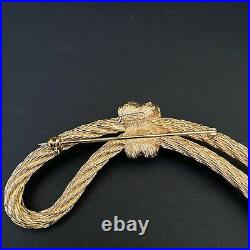 Christian Dior large vintage signed gold rope slip knot brooch pin