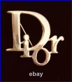 Christian Dior women's signed gold-tone monogram rare Vtg style logo brooch pin