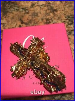 Christian Lacroix Vintage Metal Large Pin Brooch Cross Signed, Box Bag