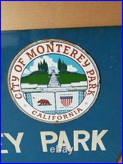 City Monterey Park California VINTAGE SIGNS- Los Angeles County- Porcelain Metal