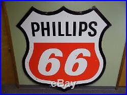 Clean 70 Phillips 66 Double Sided 1966 Porcelain Sign Gas Station Metal Vtg