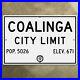 Coalinga_California_CDOH_city_limit_boundary_highway_road_sign_marker_1951_36x24_01_ucyr