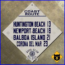Coast Route California road sign Huntington Beach Newport Balboa Corona 12x12