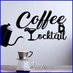 Coffee Till Cocktails Metal Sign, Pub And Diner Decor, Coffee Bar Corner Sign