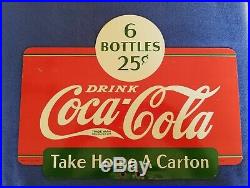 Coka cola metal sign, vintage, 1937, Awesome cond