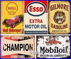 Collectible Vintage Tin Signs, 35 Pieces Perfect for Man Cave and Diner Decor