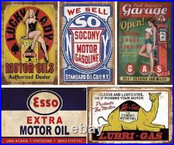 Collectible Vintage Tin Signs, 35 Pieces Perfect for Man Cave and Diner Decor