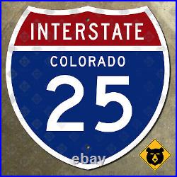 Colorado Interstate 25 highway route sign 1957 Springs Denver 24x24