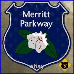 Connecticut Merritt Parkway highway marker road sign flower shield 1938 16x17
