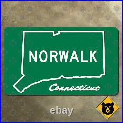 Connecticut Norwalk city limits sign highway boundary marker outline 35x21