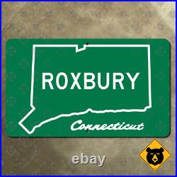Connecticut Roxbury city limits sign highway boundary marker outline 15x9