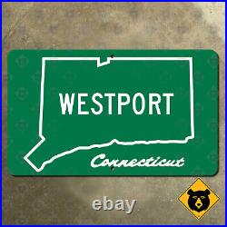 Connecticut Westport city limits sign highway boundary marker outline 35x21