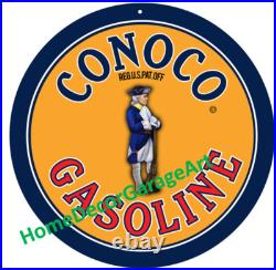 Conoco Gasoline, 22 Gauge Round Metal Sign, 4 Sizes, Vintage Garage Art HDGA Conoco Gasoline, 22 Gauge Round Metal Sign, 4 Sizes, Vintage Garage Art HDGA