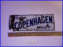 Copenhagen Snuff Vintage Porcelain Over Metal Sign Double Sided