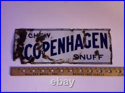 Copenhagen Snuff Vintage Porcelain Over Metal Sign Double Sided