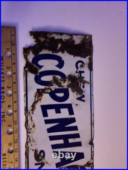 Copenhagen Snuff Vintage Porcelain Over Metal Sign Double Sided