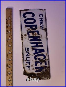 Copenhagen Snuff Vintage Porcelain Over Metal Sign Double Sided