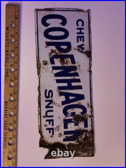 Copenhagen Snuff Vintage Porcelain Over Metal Sign Double Sided