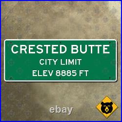 Crested Butte Colorado city town limit boundary road highway sign 29x11