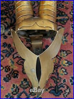 Curtis Jere Signed vintage Modern Metal Wall Art Sculpture Faux Taxidermy horns