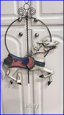 Curtis Jere Vintage Heavy Metal Carousel Horse Weathered Signed Origin. Tag 1987