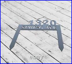 Custom Address Lawn Metal Sign, Lawn Metal Address Plaque, Address Sign with Stake