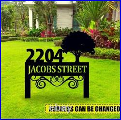 Custom Address Metal Sign, Address Sign with tree, Front Porch Decor, Address Sign