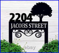 Custom Address Metal Sign, Address Sign with tree, Front Porch Decor, Address Sign