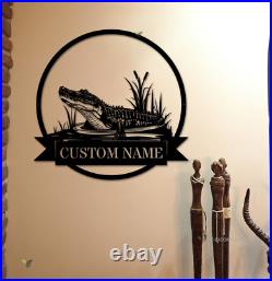 Custom Alligator Metal Wall Art Personalized Crocodile Lover Name Sign