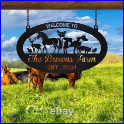 Custom Animals Farm Sign, Personalized Metal Farm Sign, Ranch Sign, Farmhouse Decor